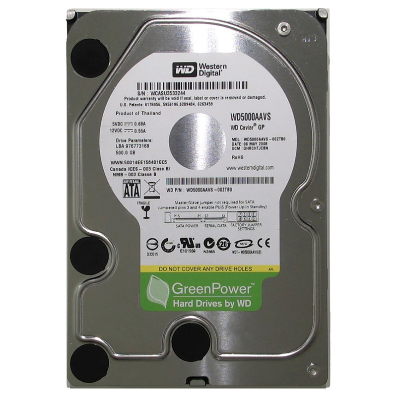 هارد دیسک اینترنال وسترن دیجیتال مدل WD5000AAVS ظرفیت 500 گیگابایت