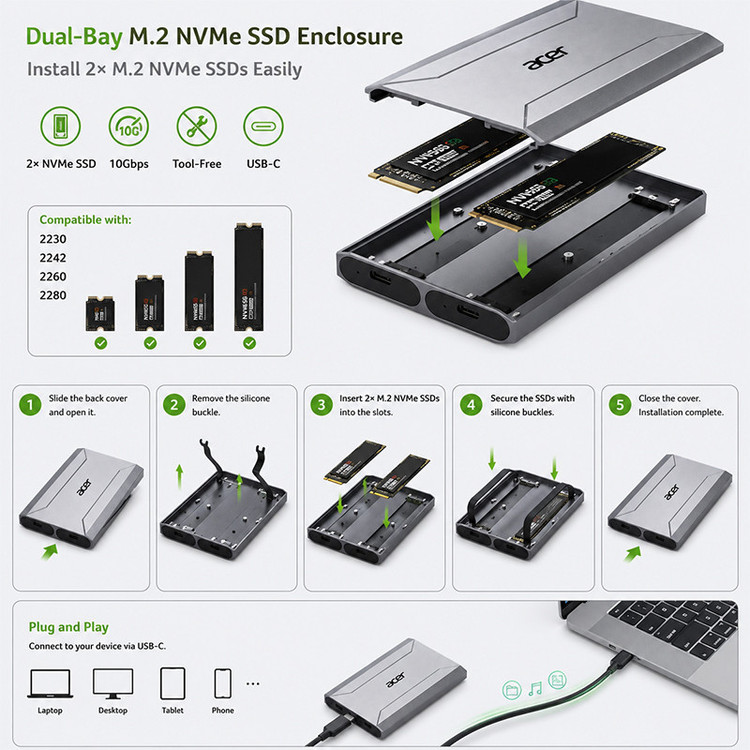 قاب هارد اکسترنال NVME ایسر مدل ODK3N0