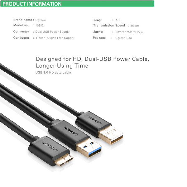 کابل هارد USB 3.0 یوگرین مدل US140-10898 طول 0.5 متر