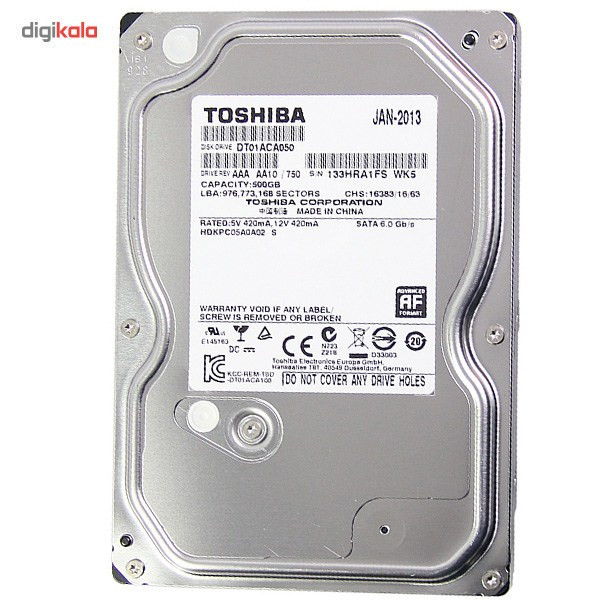 هارد دیسک اینترنال توشیبا DT01ACA050 ظرفیت 500 گیگابایت 32 مگابایت کش