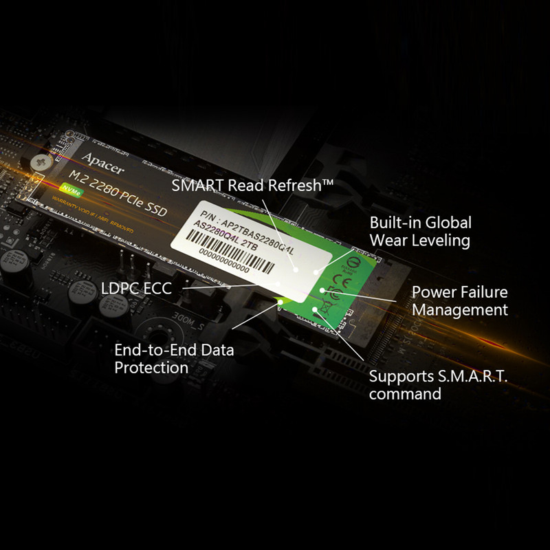 اس اس دی اینترنال PCIe Gen4 x4 اپیسر مدل AS2280Q4L ظرفیت 256 گیگابایت