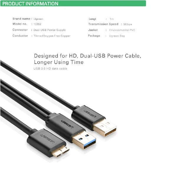 کابل هارد USB 3.0 یوگرین مدل US140-10382 طول 1 متر
