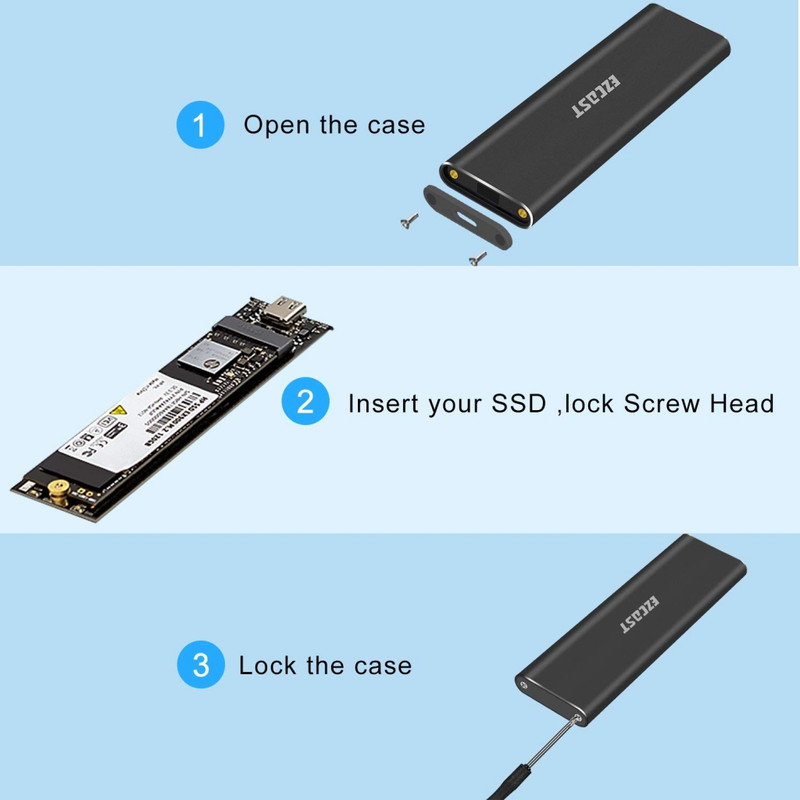 باکس M.2 NVME SSD ای زد کست مدل 7044