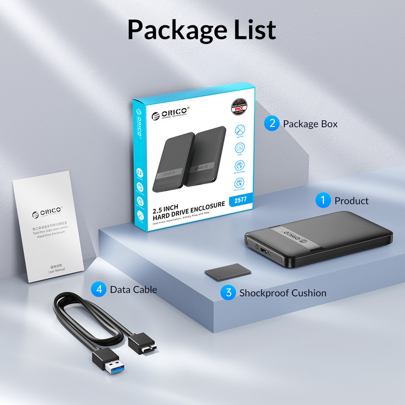 قاب هارددیسک اکسترنال 2.5 اینچی usb-C اوریکو مدل 2577C3-V1