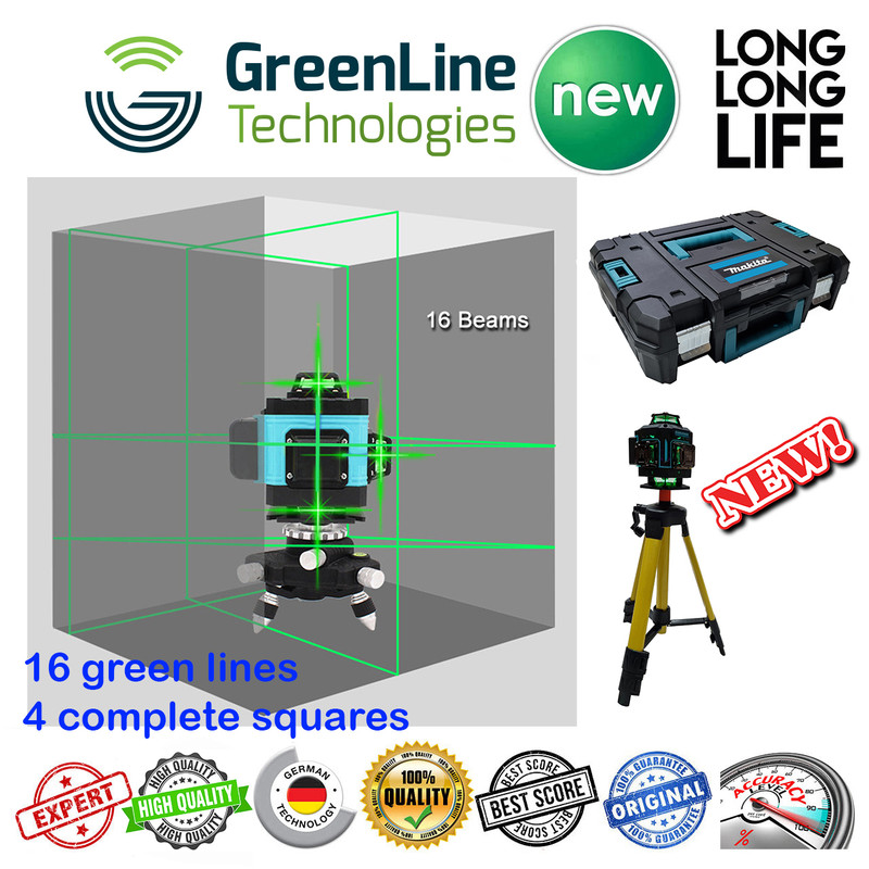 تراز لیزری ماکیتا نور سبز مدل فوق هوشمند 16 لاین کد 4D-16 L Hard Box