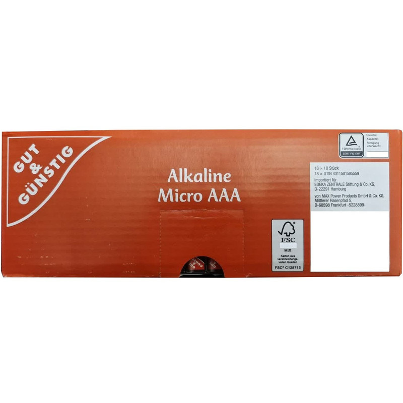 باتری نیم قلمی پاور سل مدل Alkaline Micro1.5V LR03 AAA EDEKA بسته 200 عددی