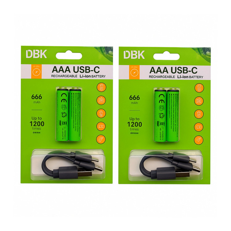 باتری نیم قلمی قابل شارژ دی بی کی مدل USB-C LI-ION بسته 4 عددی
