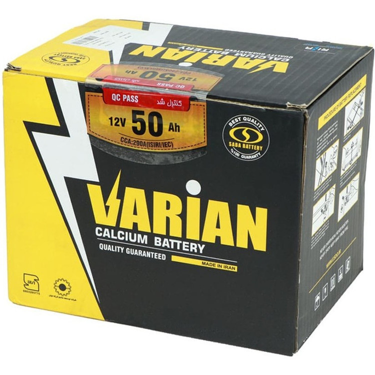 باتری اتمی 12 ولت 50 آمپر خودرو صبا باتری کد SBT-50