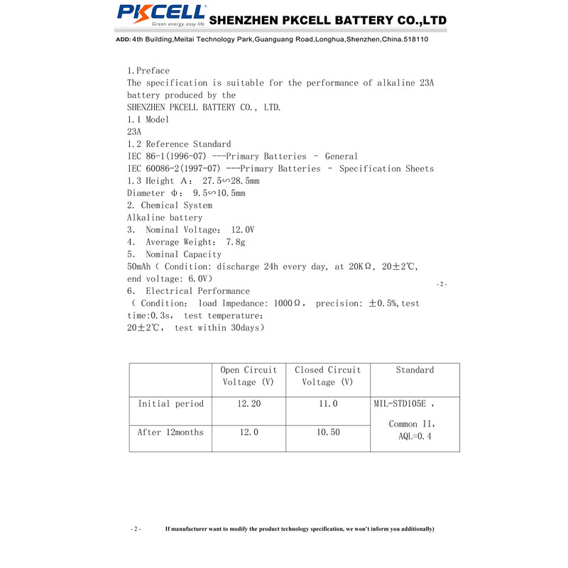 باتری 23A پیکی سل مدل Alkaline 12V 23A MN21 VR22 L1028 مجموعه 20 عددی