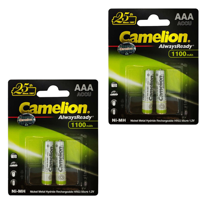 باتری نیم قلمی قابل شارژ کملیون مدل ACCU-1100-mAh بسته چهار عددی