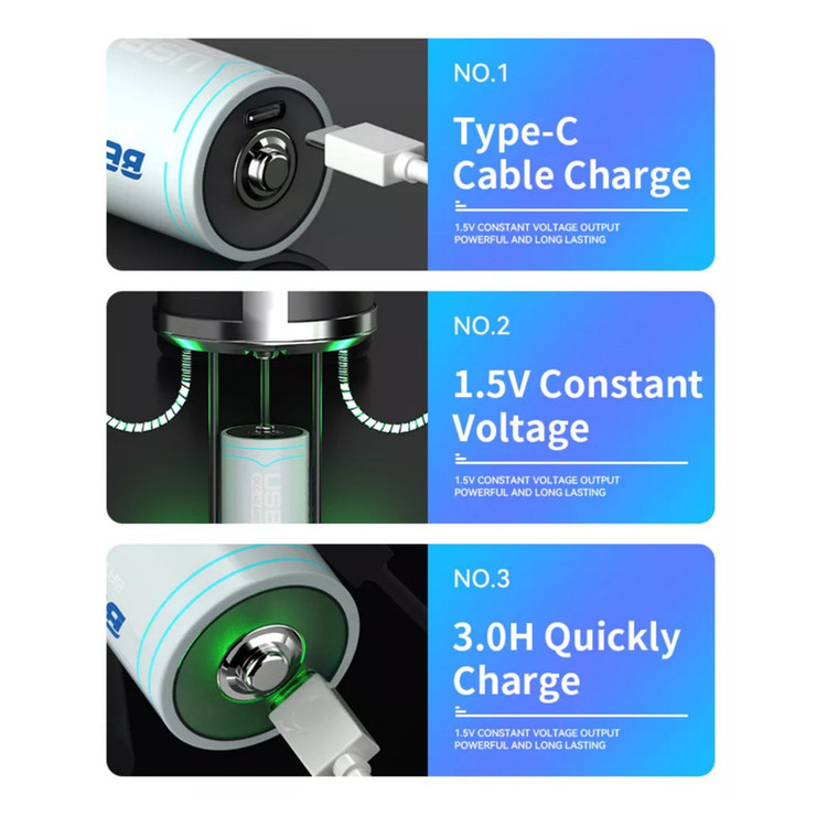 باتری قلمی قابل شارژ بستون مدل USB-TYPE C-CHARGING بسته چهار عددی