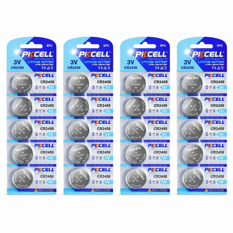 باتری سکه ای پی‌کی سل مدل CR2450 ولتاژ 3V مجموعه 20 عددی