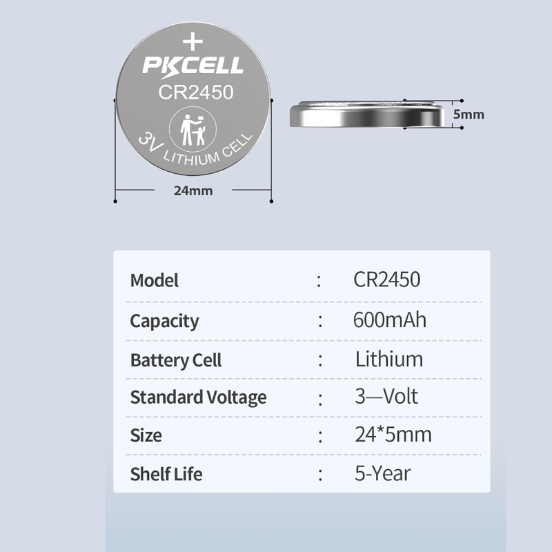 باتری سکه ای پیکی سل مدل CR2450 ولتاژ 3V مجموعه 20 عددی
