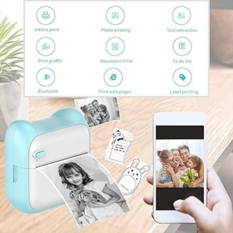 پرینتر لیبل زن ناب سل مدل پرتابل شارژی کد BL-NAAB001111 به همراه سه عدد رول کاغذی