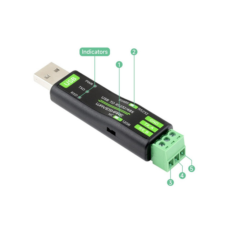 مبدل صنعتی USB به سریال ویوشیر مدل USB to RS232/485