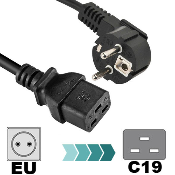 کابل برق 3 پین سرور منبع تغذیه بافو مدل EU-C19 3Cx1.5MM طول 2 متر