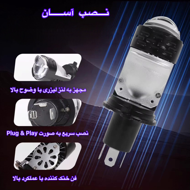 هدلایت موتور سیکلت مدل H4 Mini LED Lens
