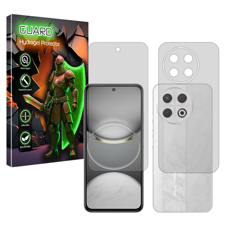 محافظ صفحه نمایش شفاف گارد مدل هیدروژلی مناسب برای گوشی موبایل تکنو Spark 30 Pro به همراه محافظ پشت گوشی