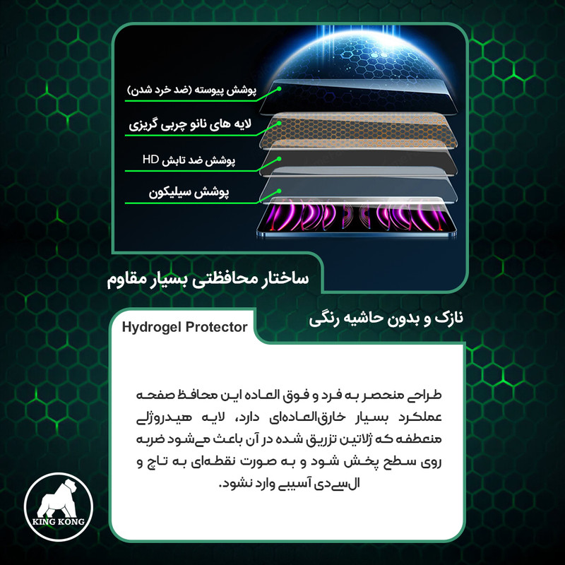 محافظ صفحه نمایش شفاف کینگ کونگ مدل Tough مناسب برای گوشی موبایل تکنو Camon 40 Pro