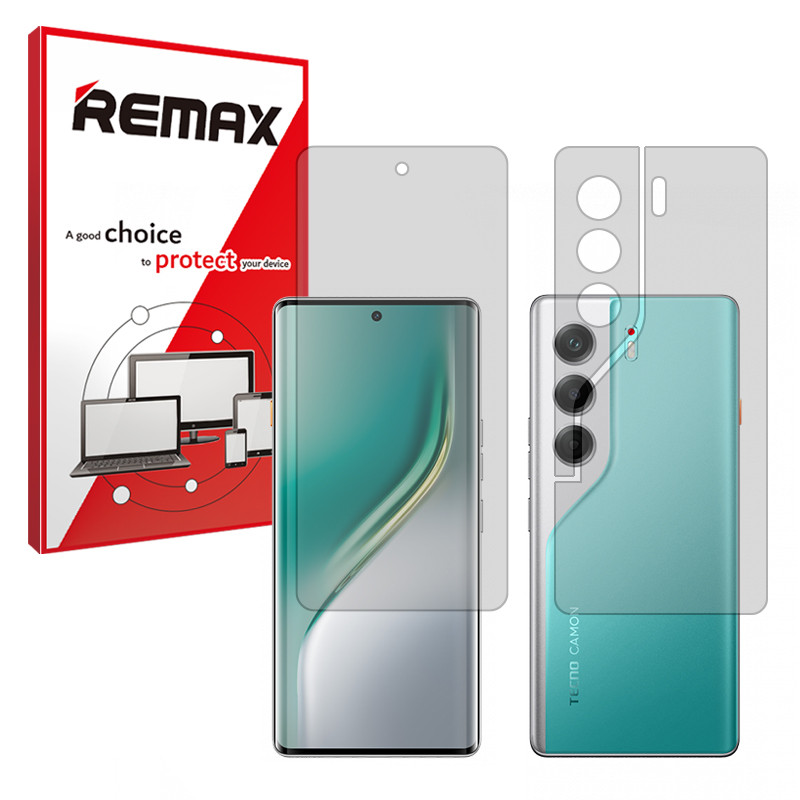 محافظ صفحه نمایش شفاف ریمکس مدل Resistant مناسب برای گوشی موبایل تکنو  Camon 40 Pro به همراه محافظ پشت گوشی
