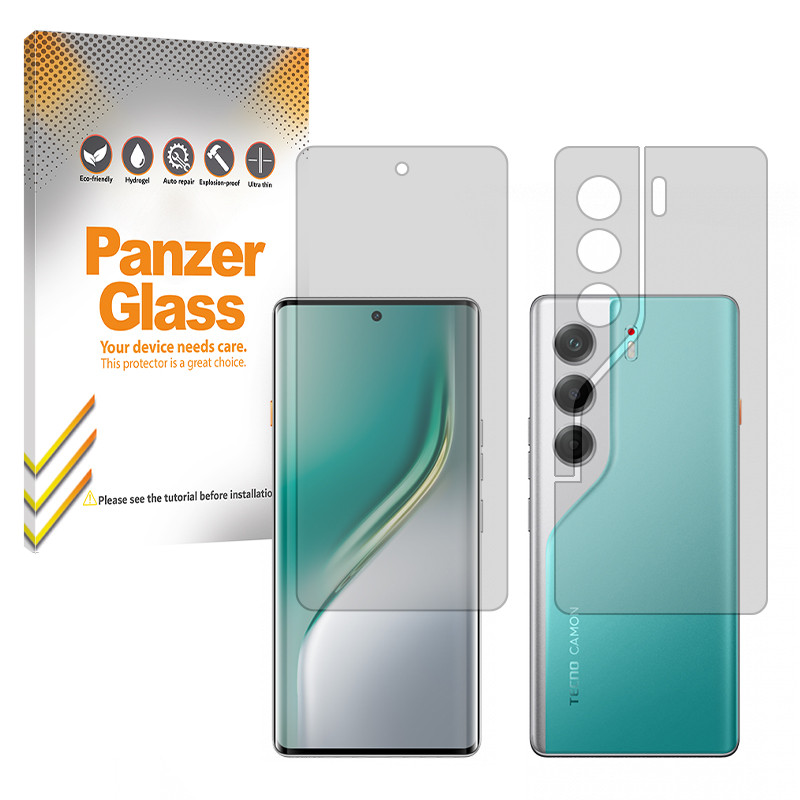 محافظ صفحه نمایش شفاف پنزر گلس مدل Resistant مناسب برای گوشی موبایل تکنو  Camon 40 Pro به همراه محافظ پشت گوشی