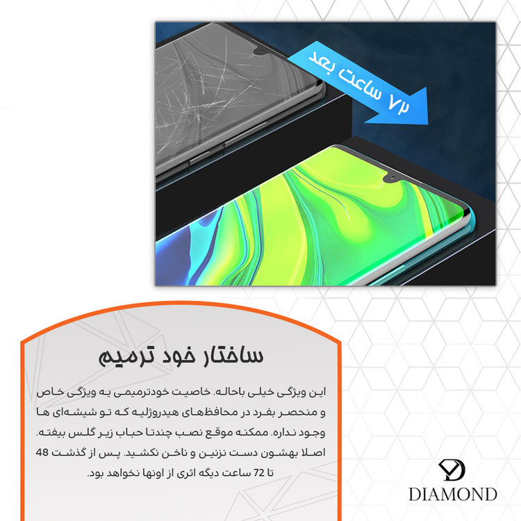 محافظ صفحه نمایش شفاف دیاموند مدل هیدروژلی مناسب برای گوشی موبایل تکنو Camon 40 Pro