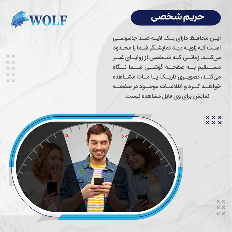 محافظ صفحه نمایش حریم شخصی ولف مدل هیدروژلی مناسب برای گوشی موبایل تکنو Camon 40 Pro