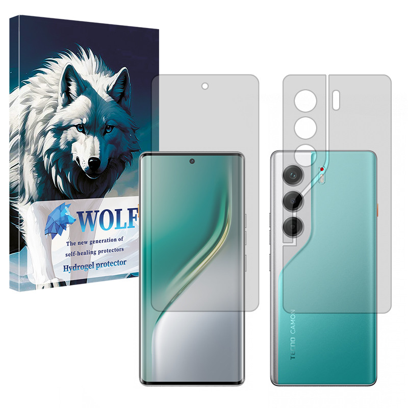محافظ صفحه نمایش شفاف ولف مدل Tough مناسب برای گوشی موبایل تکنو  Camon 40 Pro به همراه محافظ پشت گوشی