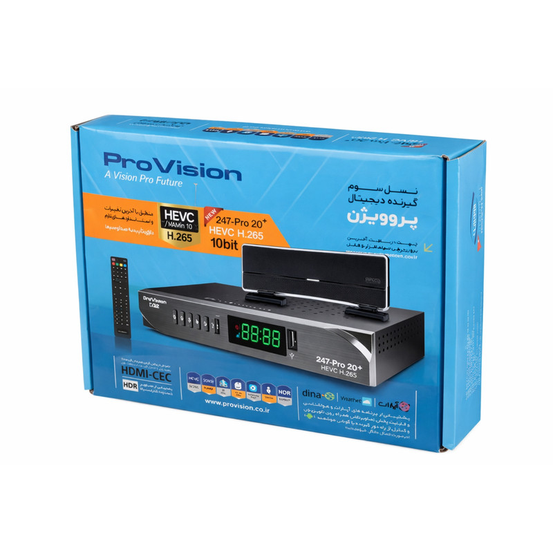 گیرنده دیجیتال پروویژن مدل 247-pro به همراه آنتن رومیزی سیما باخ