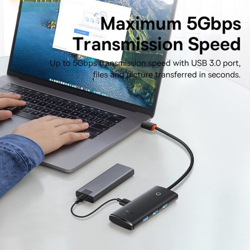 هاب 4 پورت usb3 باسئوس مدل Hub Lite Series -WKQX030101