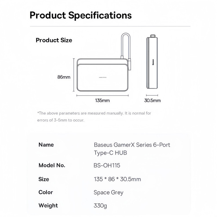 هاب 6 پورت USB-C بیسوس مدل BS-OH115