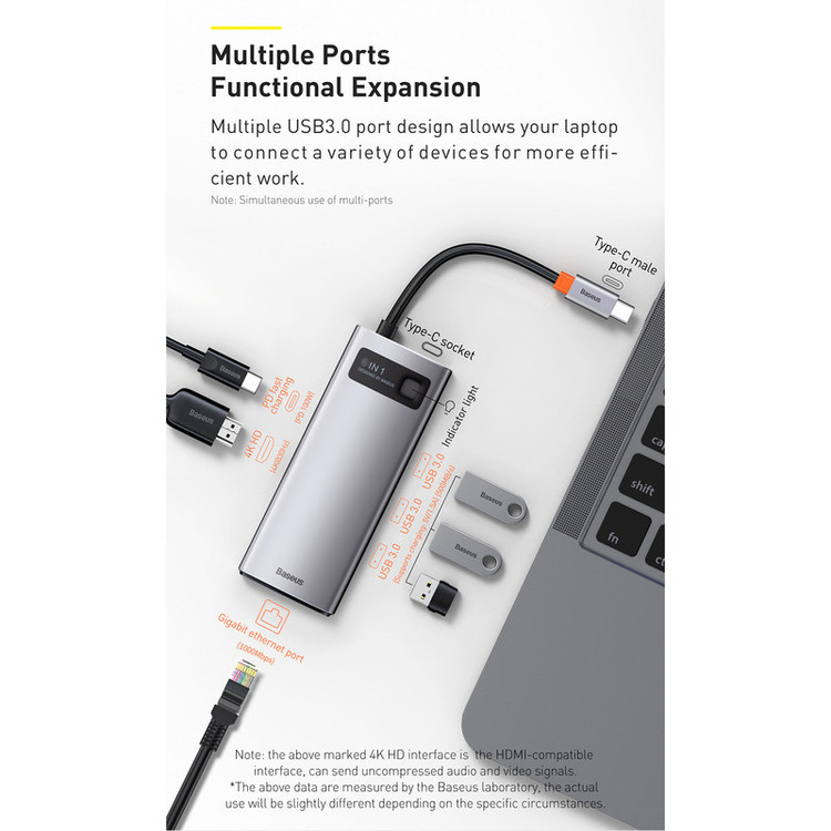 هاب 8 پورت USB-C باسئوس مدل CAHUB-CV0G