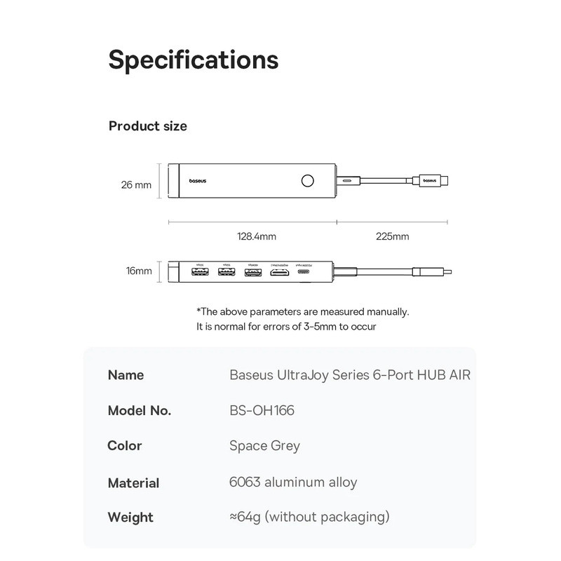 هاب 6 پورت USB-C بیسوس مدل BS-OH166