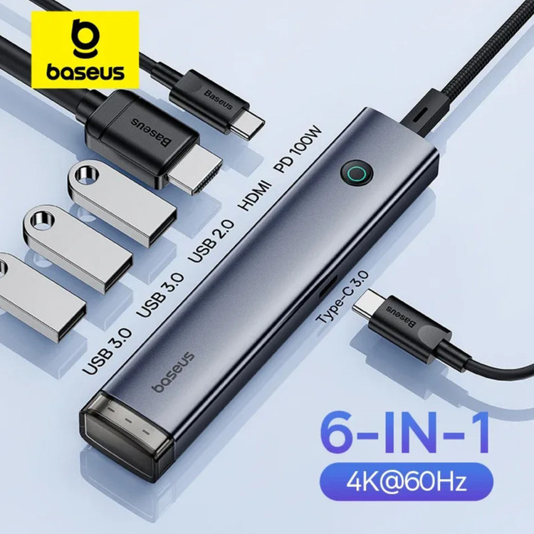 هاب 6 پورت USB-C باسئوس مدل BS-OH164