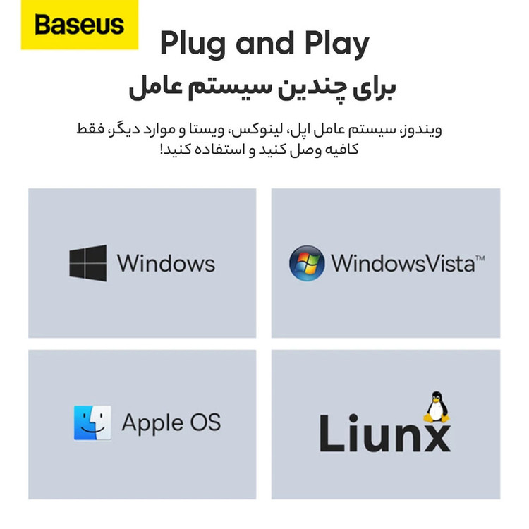 هاب 4 پورت USB 3.0 باسئوس مدل Hub Lite Series -WKQX030401