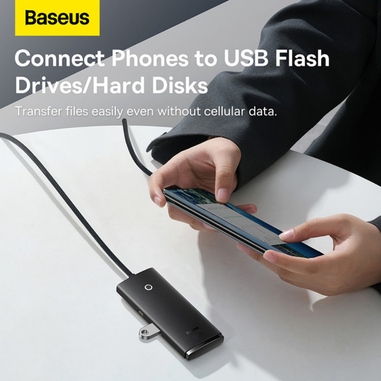 هاب 4 پورت usb3 باسئوس مدل Hub Lite Series -WKQX030501
