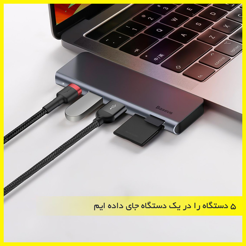 هاب 5 پورت USB-C باسئوس مدل CAHUB-K0G