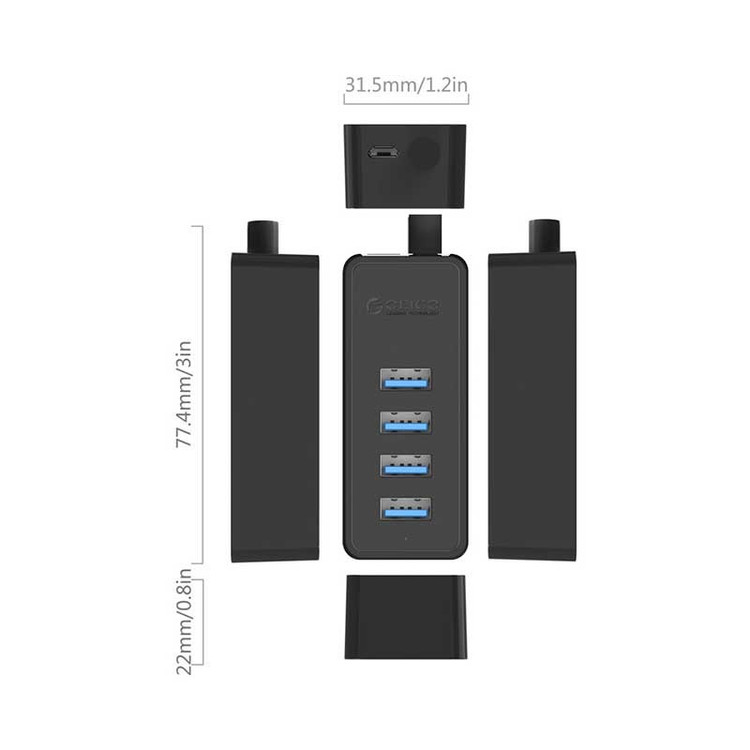 هاب چهار پورت USB3.0 اوریکو مدل W5P-U3