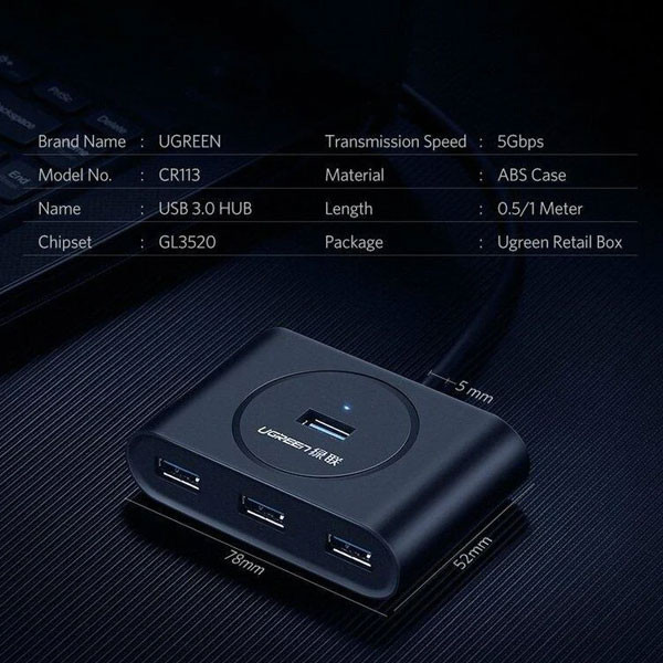 هاب 4 پورت USB3.0 یوگرین مدل UG-20290