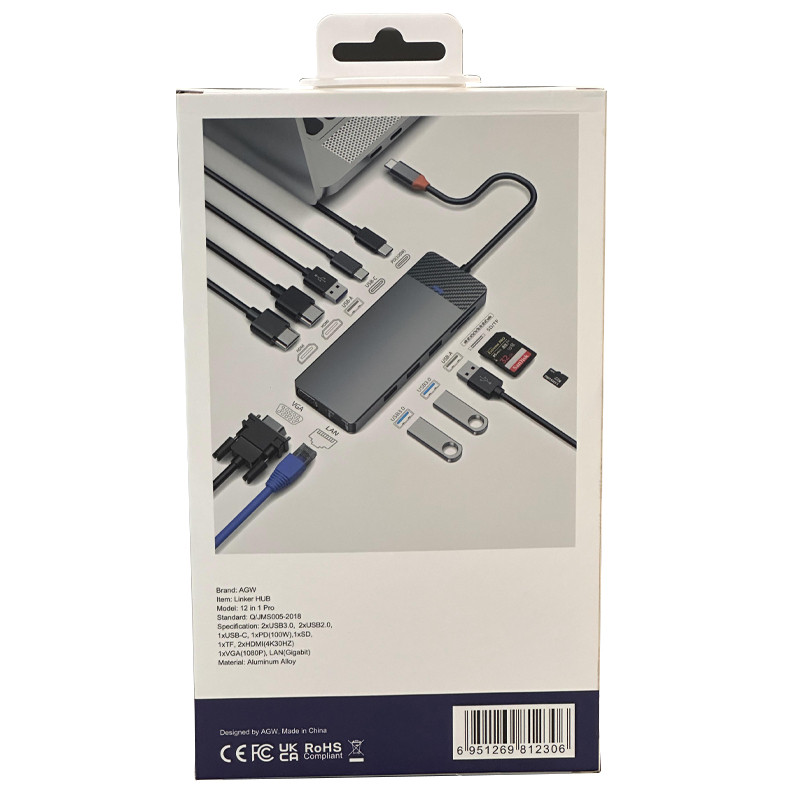 هاب 12 پورت USB-C ای جی دبلیو مدل Linker