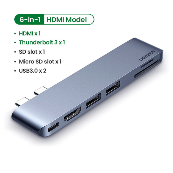 هاب شش پورت Type-C یوگرین مدل CM380-80856