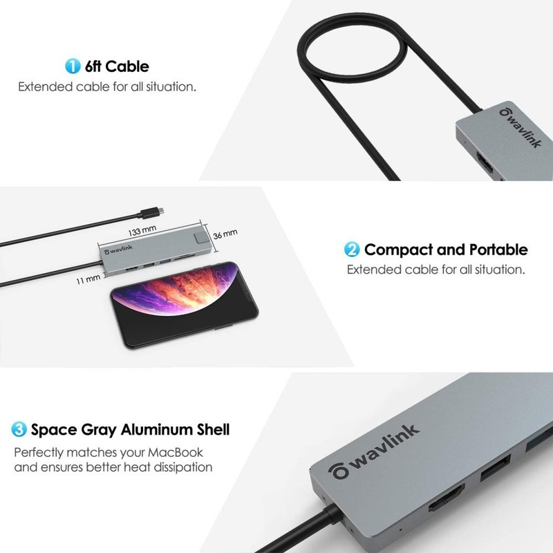 هاب شش پورت USB-C ویولینک مدل WL-UHP3409