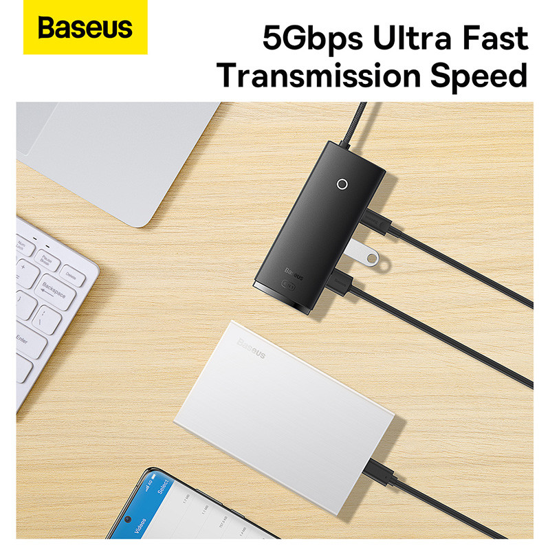 هاب 6 پورت usb-c باسئوس مدل WKQX050001