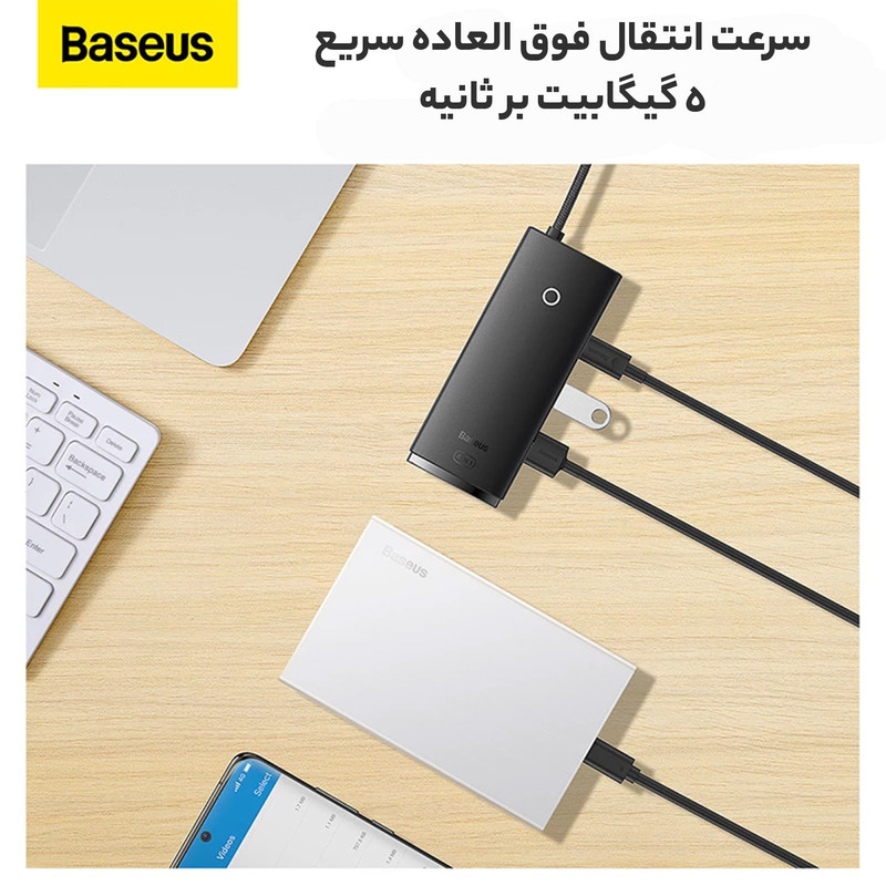 هاب 6 پورت usb-c باسئوس مدل WKQX050001
