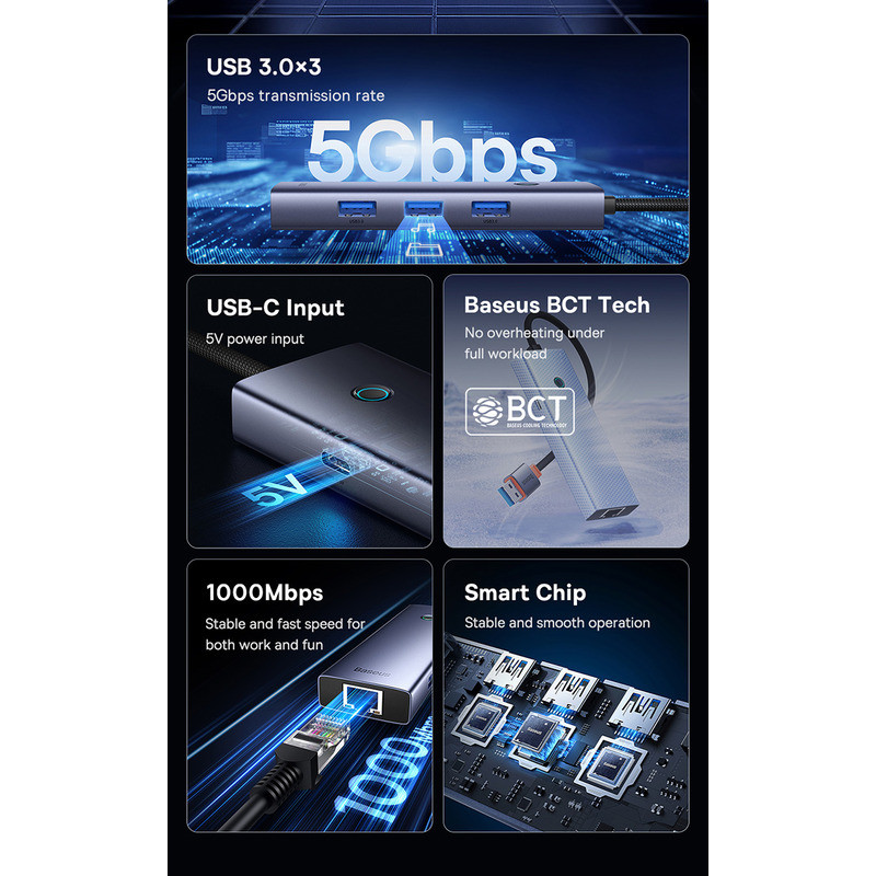 هاب 4 پورت USB 3.0 بیسوس مدل BS-OH109