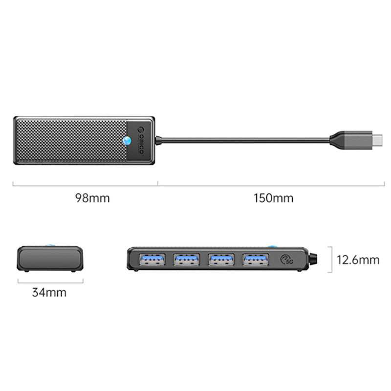 هاب 4 پورت USB-C اوریکو مدل PAPW4A-C3-05