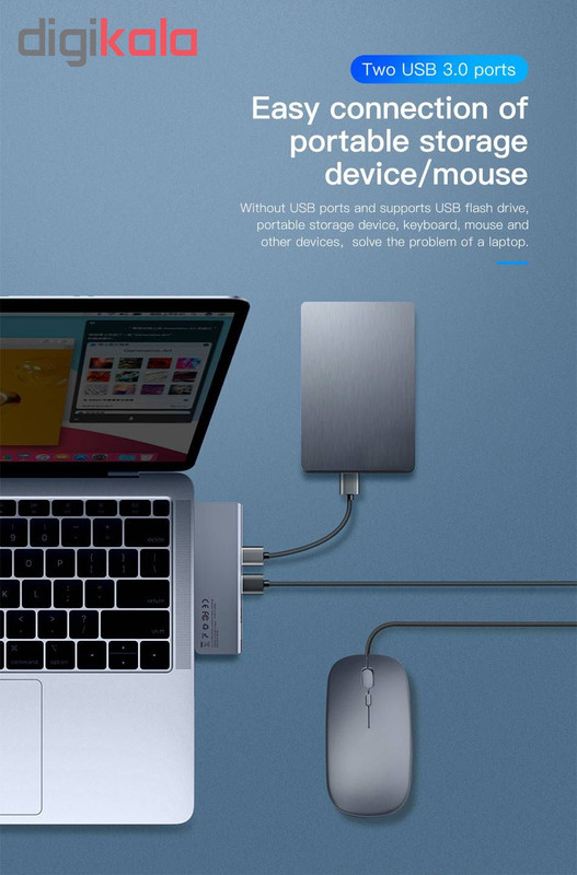 هاب 5 پورت USB-C باسئوس مدل CAHUB-K