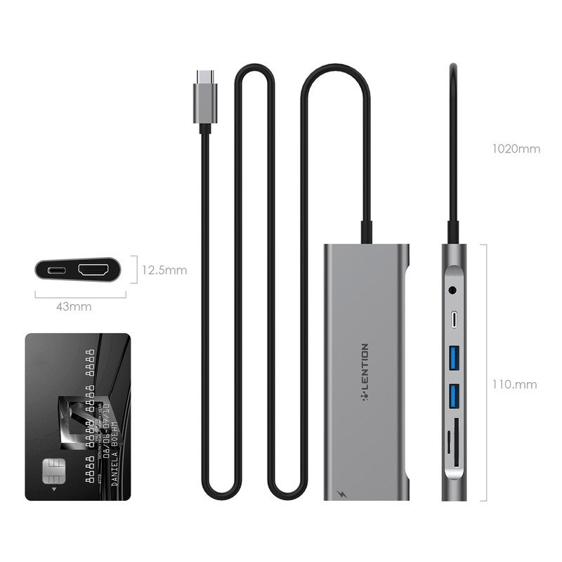 هاب 8 پورت USB-C لنشن مدل C37