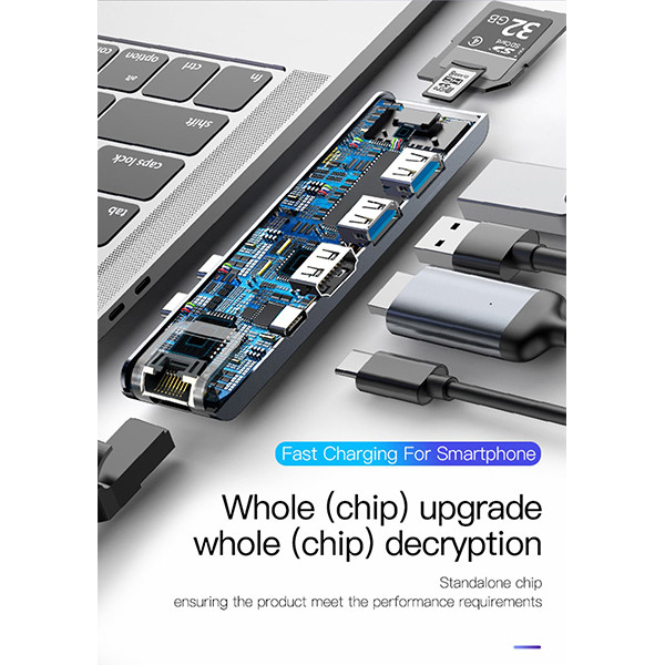 هاب 7 پورت USB-C باسئوس مدل CAHUB-L0G