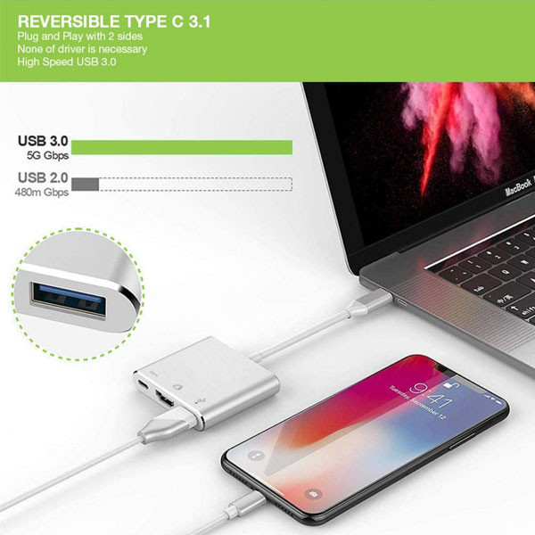 هاب 3 پورت USB-C مدلLS-UCH